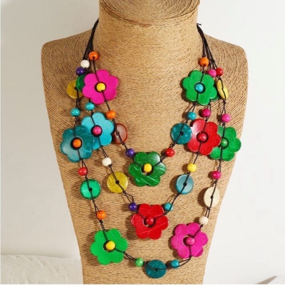 NEW Colorful Floral Necklace - Picture 3 of 3